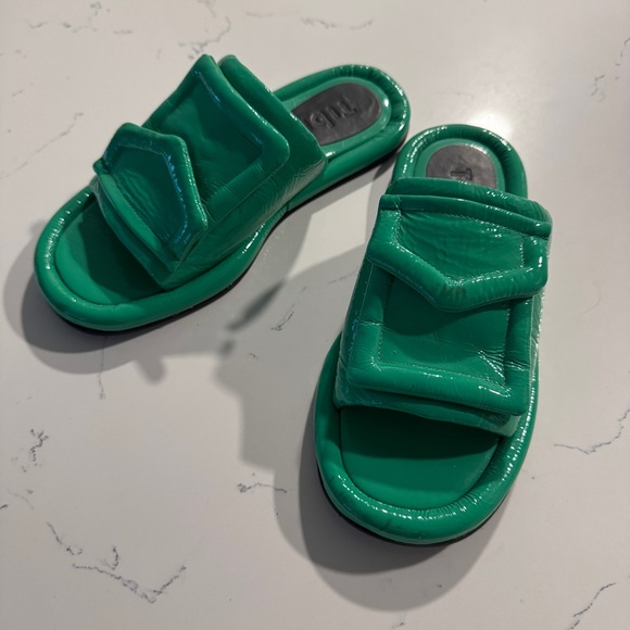 Tibi Beryen Naplack Sandal/ Slides, Sz 37 - Picture 5 of 8